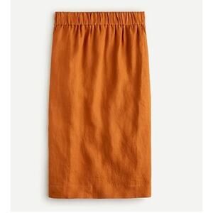 J.Crew | 100% Linen Orange-Brown Pull-On Elastic Waist Skirt | Size Small